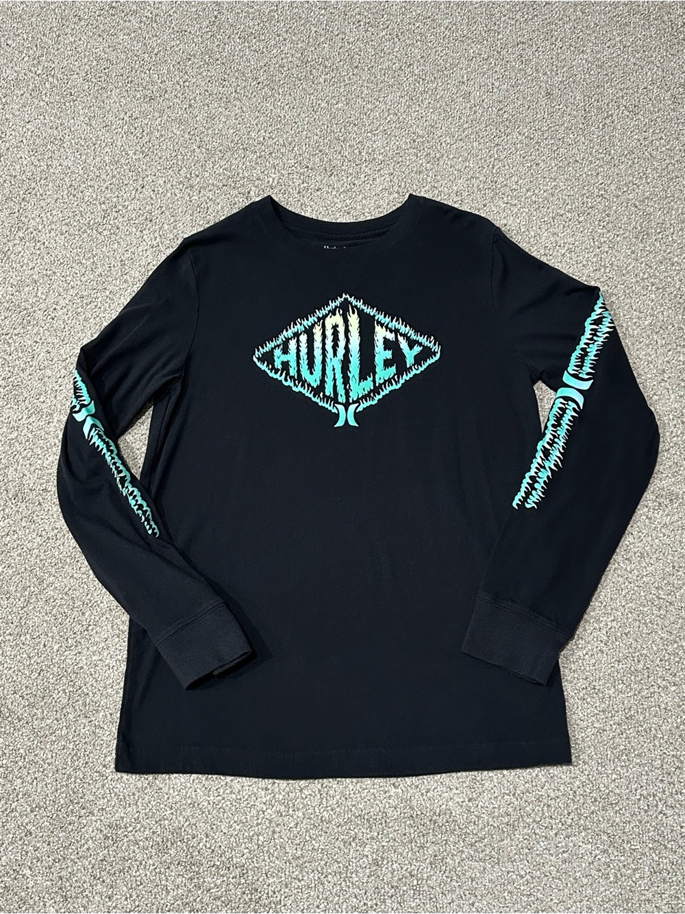 Hurley Boys Black Long Sleeve Logo Graphic Shirt